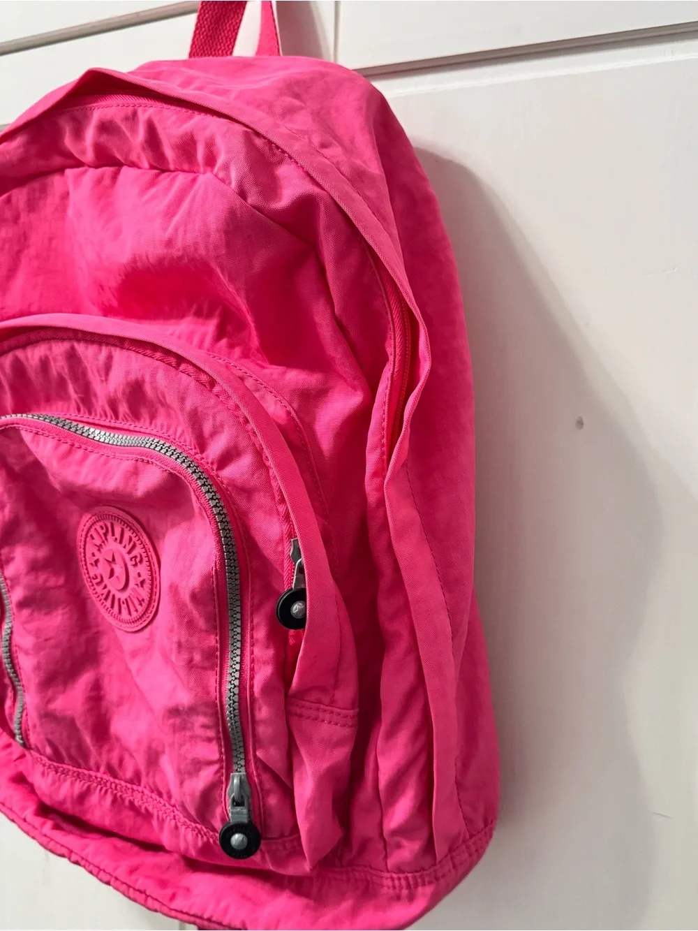Kipling Hot Pink Expandable Nylon Backpack